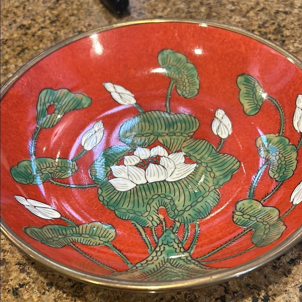 orange and Green Floral Accent Decor with metal bottom
